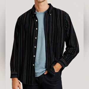 Men’s Corduroy Vertical Striped Long Sleeve Shirt